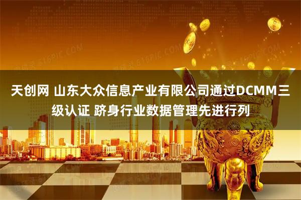 天创网 山东大众信息产业有限公司通过DCMM三级认证 跻身行业数据管理先进行列